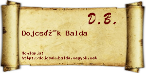 Dojcsák Balda névjegykártya